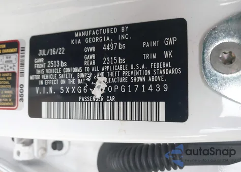 2023 Kia K5 Gt-Line из США, поврежденный, VIN 5XXG64J20PG171439